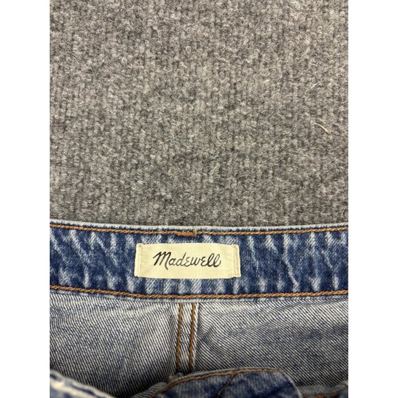 Madewell Shorts Womens 33 Blue Curvy Relaxed Mid-Length Denim Distressed Frayed - Picture 2 of 9